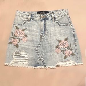 Hollister Floral Denim Skirt
